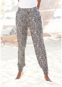 Jerseyhose Vivance, Damen, Gr. 46, N-Gr, schwarz-wei&szlig; (schwarz, wei&szlig; bedruckt), Jersey, Obermaterial: 100% Viskose, bedruckt, figurumspielend lang, Hosen Jerseyhose, mit Animalprint und Taschen, elastischer Bund, Sommerhose, Topseller