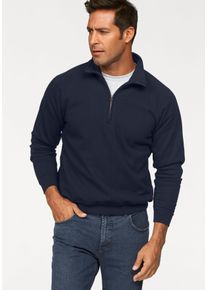 Sweatshirt Fruit of the Loom, Herren, Gr. L (52/54), blau (marine), angeraute Sweatware, Obermaterial: 80% Baumwolle, 20% Polyester, unifarben, Basic, schmal, ohne Ausschnitt, Raglan&auml;rmel Rippb&uuml;ndchen, Sweatshirts Sweatshirt, mit Rei&szlig;verschluss, Topseller