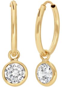 Paar Creolen Firetti "Schmuck Geschenk Gold 375 Ohrschmuck Ohrringe Solit&auml;r", gold (gelbgoldfarben, kristallwei&szlig;, kristallwei&szlig;), Ohrringe, Damen, 12mm, Gelbgold 375, Paar Creolen, mit Zirkonia (synth.) - Einh&auml;nger abnehmbar