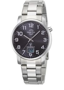 Funkuhr MASTER TIME "Basic", silber (silberfarben, schwarz), Armbanduhren, Herren, Funkuhr, Armbanduhr, Quarzuhr, Herrenuhr, Datum, Leuchtzeiger, Edelstahlarmband