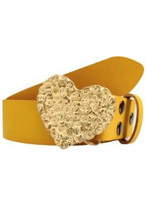 Lederg&uuml;rtel RETTUNGSRING G&Uuml;RTEL, Damen, Gr. 95, gelb, Leder, unifarben, G&uuml;rtel Lederg&uuml;rtel, mit austauschbarer Schlie&szlig;e &raquo;Rosenherz Antik Gold&laquo;