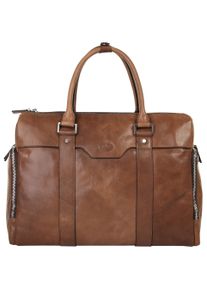 Pike Aktentasche PIK&Eacute;, Gr. B/H/T: 40cm x 30cm x 15cm onesize, braun, Leder, beschichtet, gl&auml;nzend, Taschen Aktentasche, echt Leder