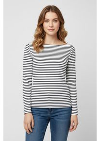 Langarmshirt Only "ONLKISS LIFE LS BOATNECK TOP CC JRS NOOS", Damen, Gr. M, cloud dancer stripes:luna stripes navy blazer, Jersey, Obermaterial: 95% Baumwolle, 5% Elasthan, gestreift, regular fit, Shirts Langarmshirt