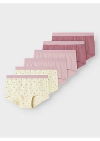 Hipster name it "NKFHIPSTER 6P BUTTERCREAM FLORAL NOOS", M&auml;dchen, Gr. 110, 6 Stk., beige (buttercream), Jersey, Obermaterial: 95% Baumwolle, 5% Elasthan, bedruckt, unifarben, eng, Unterhosen Hipster