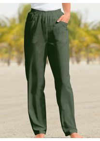 Schlupfhose Classic Basics, Damen, Gr. 46, Normalgr&ouml;&szlig;en, gr&uuml;n (oliv), 100% Baumwolle, unifarben, lang, Hosen Schlupfhose