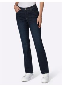 5-Pocket-Jeans Casual Looks, Damen, Gr. 46, Normalgr&ouml;&szlig;en, blau (dunkelblau), 99% Baumwolle, 1% Elasthan, unifarben, lang, Jeans 5-Pocket-Jeans