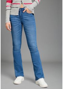 5-Pocket-Jeans Kangaroos, Damen, Gr. 46, N-Gr, blau (blau used), Denim/Jeans, Obermaterial: 98% Baumwolle, 2% Elasthan, Basic, bootcut fit lang, Jeans 5-Pocket-Jeans, ausgestellte Beinform, Used-Waschung, normale Leibh&ouml;he