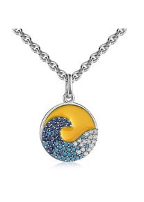 Kette mit Anh&auml;nger Firetti "Schmuck Geschenk Silber 925 Halsschmuck Ankerkette Kreis Welle", silberfarben, gelb, kristallwei&szlig;, hellblau, dunkelblau, Halsketten, Damen, Silber 925 (Sterlingsilber), L: 45 B: 1,1mm, Kette mit Anh&auml;nger, Made in Germany - mit Zirkonia (synth.), B:1,1mm