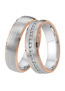 Trauring DOOSTI "Schmuck Geschenk Silber 925 Trauring Ehering Partnerring LIEBE" Gr. 50, rosa (silberfarben, ros&eacute;goldfarben), Fingerringe, Damen, 50,mit Zirkonia, Silber 925 (Sterlingsilber), 5,5mm, Trauring, Made in Germany - wahlweise mit oder ohne Zirkonia