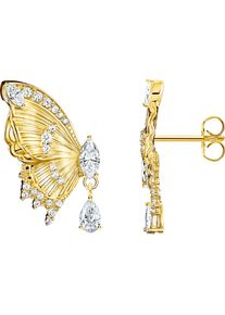 Paar Ohrstecker Thomas Sabo "Butterfly Paradise Ohrstecker im Schmetterling-Design", gold (gelbgoldfarben, wei&szlig;, wei&szlig;), Ohrringe, Damen, Silber 925 (recycelt), Paar Ohrstecker, mit Zirkonia (synth.)