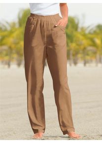 Schlupfhose Classic Basics, Damen, Gr. 46, Normalgr&ouml;&szlig;en, braun (camel), 100% Baumwolle, unifarben, lang, Hosen Schlupfhose