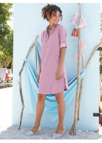 Jeanskleid Casual Looks "Jeans-Kleid", Damen, Gr. 44, Normalgr&ouml;&szlig;en, rosa (ros&eacute;), 100% Baumwolle, unifarben, kurz, V-Ausschnitt, Kleider Jeanskleid