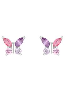 Paar Ohrstecker Amor "Schmetterling", bunt (silberfarben, pink, lila, rosa, pink, lila, rosa), Ohrringe, M&auml;dchen, Silber 925 (Sterlingsilber), Paar Ohrstecker, mit Zirkonia (synth.)
