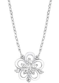 Kette mit Anh&auml;nger Amor "Blume", silber (silber, 925), Halsketten, Damen, Silber 925 (Sterlingsilber), L: 45 B: 1mm, Kette mit Anh&auml;nger, mit Zirkonia (synth.), B:1mm