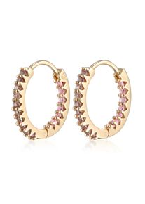 Paar Creolen HAZE & GLORY "Ohrringe Creolen Synth. Saphire - Divine 375er Gelbgold" Gr. 17, gold, Ohrringe, Damen, mit Stein, Gelbgold 375, Paar Creolen