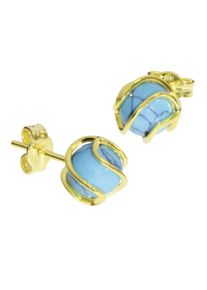 Paar Ohrstecker OSTSEE-SCHMUCK "- Goldk&auml;fig - Gold 333/000 - rek. T&uuml;rkis" Gr. 7,5, gold (gold 333, goldfarben, gelb), Ohrringe, Damen, Gelbgold 333, Paar Ohrstecker