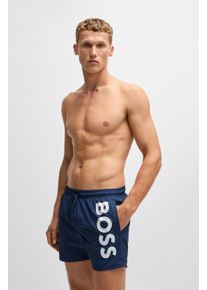 Badeshorts BOSS "Octopus", Herren, Gr. M, N-Gr, blau (navy 413), Web, Obermaterial: 100% Polyacryl, bedruckt, unifarben, Badehosen Badeshorts, Mit BOSS Logoschriftzug, elastischer Taillenbund mit Kordel