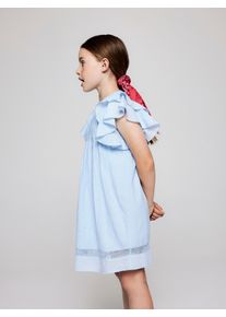 Midikleid name it "NKFFARIDE SS DRESS NOOS", M&auml;dchen, Gr. 128, N-Gr, serenity (blank), Twill, Obermaterial: 100% Baumwolle, unifarben, normal ca. Mitte Oberschenkel, Rundhals, Kleider Midikleid