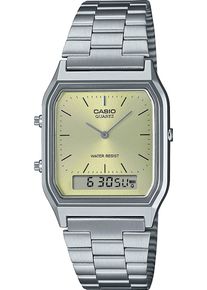 Chronograph CASIO VINTAGE, edelstahlfarben, pastellgelb, Armbanduhren, Damen, Chronograph, Quarzuhr, Armbanduhr, Damenuhr, Herrenuhr, Edelstahlarmband,Digitaluhr