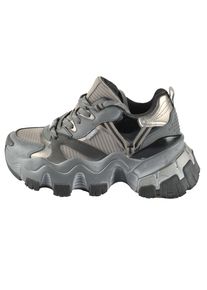Plateausneaker Buffalo "NORION", Damen, Gr. 39, grau (grau, silberfarben), Lederimitat, Textil, Schuhe Plateausneaker, Chunky Sneaker, Freizeitschuh, Schn&uuml;rschuh mit Plateausohle