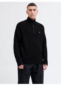 Jack & Jones Strickpullover JACK & JONES "JPRBLURICHARD KNIT HIGH NECK", Herren, Gr. M, schwarz, Strick, Obermaterial: 73% Polyester, 27% Polyacryl, unifarben, regular fit, hoch geschlossener Ausschnitt, Rippb&uuml;ndchen, Pullover Strickpullover