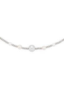 Kette ohne Anh&auml;nger Leonardo "Halskette Elsana", beige (edelstahlfarben, wei&szlig;, natur, grau), Halsketten, Damen, Edelstahl Perlen, L: 50 B: 6mm, Edelstahl, Perlen, Kette ohne Anh&auml;nger, mit Perle (imitiert), B:6mm