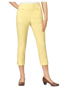 Stretch-Hose Casual Looks, Damen, Gr. 46, Normalgr&ouml;&szlig;en, gelb (vanillegelb), 72% Viskose, 25% Polyamid, 3% Elasthan, unifarben, 7/8-L&auml;nge, Hosen Stretch-Hose