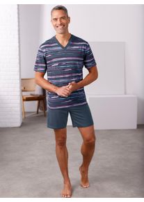 Shorty, Herren, Gr. 44/46, blau (dunkelblau, traube), 100% Baumwolle, Homewear-Sets Shorty