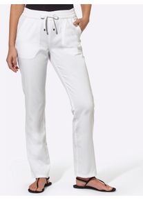 Schlupfjeans Classic Basics, Damen, Gr. 46, Normalgr&ouml;&szlig;en, wei&szlig;, 100% Baumwolle, unifarben, lang, Jeans Schlupfjeans