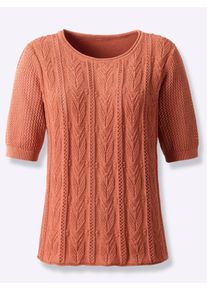 Strickpullover Inspirationen "Baumwoll-Pullover", Damen, Gr. 46, papaya, 100% Baumwolle, unifarben, Pullover Strickpullover