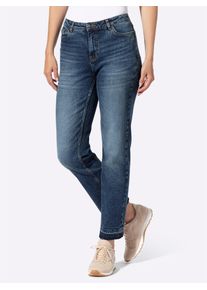 Bequeme Jeans Heine, Damen, Gr. 46, Normalgr&ouml;&szlig;en, blau, bleached, 99% Baumwolle, 1% Elasthan, unifarben, 7/8-L&auml;nge, Jeans Bequeme Jeans