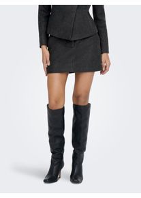 Minirock Only "ONLMAIKA MW SHORT SKIRT PNT OX", Damen, Gr. XS, dunkelgrau melange, Web, Obermaterial: 100% Polyester, unifarben, kurz, R&ouml;cke Minirock