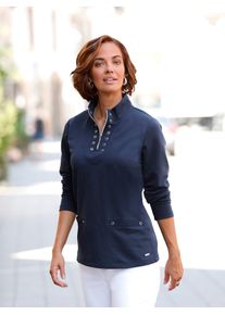 Langarmshirt Casual Looks "Shirt", Damen, Gr. 54, blau (nachtblau), 60% Polyester, 40% Baumwolle, unifarben, Shirts Langarmshirt