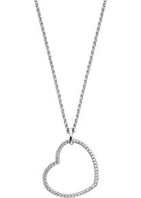 Kette mit Anh&auml;nger Engelsrufer "Herz", silber (silberfarben, kristallwei&szlig;), Halsketten, Damen, Silber 925 (Sterlingsilber), L: 50 B: 1,42mm, Kette mit Anh&auml;nger, Made in Germany - mit Zirkonia (synth.), B:1,42mm
