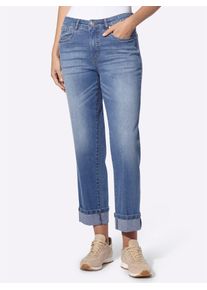 Bequeme Jeans Heine, Damen, Gr. 46, Normalgr&ouml;&szlig;en, blau, stone, washed, 99% Baumwolle, 1% Elasthan, unifarben, 7/8-L&auml;nge, Jeans Bequeme Jeans