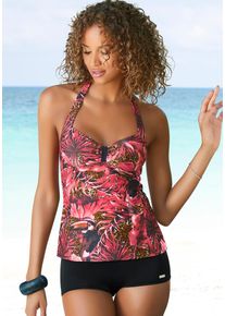 Tankini Lascana, Damen, Gr. 46, Cup D, pink (pink, bedruckt), Polyamid, bedruckt, Bikini-Sets Tankini, mit Hotpants