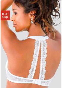 Neckholder-BH Lascana, Damen, Gr. 70, Cup F, wei&szlig;, Spitze, Obermaterial: 91% Polyamid, 9% Elasthan, BHs Neckholder-BH, Dessous mit softem Neckholder und Spitzenr&uuml;cken, sexy Dessous