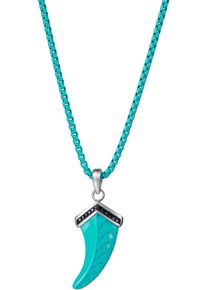 Kette mit Anh&auml;nger Firetti "Schmuck Geschenk Edelstahl Halsschmuck Halskette Teeth Zahn", blau (t&uuml;rkis, edelstahlfarben,schwarz), Halsketten, Damen, Edelstahl, L: 55, Kette mit Anh&auml;nger, mit Zirkonia (synth.)