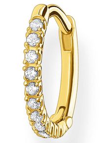 Single-Creole Thomas Sabo "farbige oder wei&szlig;e Steine", gold (gelbgoldfarben, wei&szlig;, kristallwei&szlig;), Ohrringe, Damen, Silber 925 (recycelt), Single-Creole, mit Glas-Keramik Stein, Korund (synth.), Zirkonia (synth.)