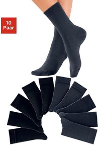 H.I.S. Freizeitsocken H.I.S, Damen, Gr. 35-38, blau (5x schwarz, 5x marine), Obermaterial: 76% Baumwolle, 23% Polyamid, 1% Elasthan, unifarben, elastisch, Socken Freizeitsocken, mit weichen Rippb&uuml;ndchen, Topseller