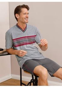 w&auml;schepur Shorty W&Auml;SCHEPUR, Herren, Gr. 44/46, anthrazit, kirsche, gestreift, 100% Baumwolle, Homewear-Sets Shorty