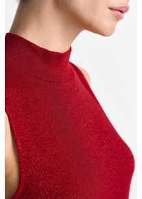 Shirttop RICHROYAL, Damen, Gr. XS, holiday rot, Jersey, Obermaterial: 70% Viskose, 15% metallisierte Fasern, 13% Polyamid, 2% Elasthan, figurbetont, Tops Shirttop, mit Glitzereffekt, figurbetont, Stehkragen