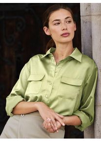 Langarmbluse Inspirationen, Damen, Gr. 50, pistazie, 100% Polyester, unifarben, Blusen Langarmbluse