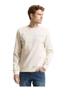 Sweatshirt Tom Tailor, Herren, Gr. L, gardenia wei&szlig;, Sweatware, Obermaterial: 70% Baumwolle, 30% Polyester, unifarben, regular fit normal, Rundhals, Rippb&uuml;ndchen, Sweatshirts Sweatshirt, mit Logo Stickerei