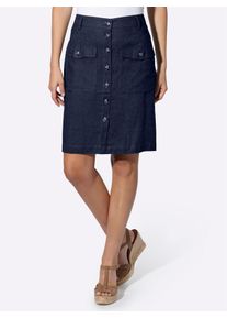 Sommerrock Heine, Damen, Gr. 34, marine, 55% Leinen, 45% Viskose, unifarben, knielang, R&ouml;cke Sommerrock