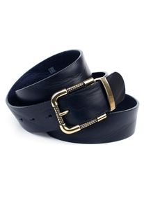 Lederg&uuml;rtel Anthoni Crown, Damen, Gr. 80, blau (dunkelblau), Leder, unifarben, G&uuml;rtel Lederg&uuml;rtel, mit goldfarbener Dornschlie&szlig;e, Metallschlaufe