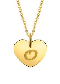 Kettenanh&auml;nger ONE ELEMENT "Herz mit Gravur O Buchstaben Anh&auml;nger aus 333 Gelbgold", gold, Schmuckanh&auml;nger, Damen, Gelbgold 333, Kettenanh&auml;nger