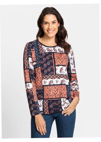 Langarmshirt Inspirationen "Shirt", Damen, Gr. 38, rot (rostrot, bedruckt), 50% Baumwolle, 50% Modal, bedruckt, gemustert, mehrfarbig, Rundhals, Shirts Langarmshirt