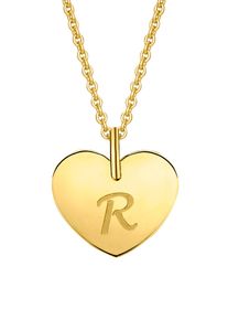 Kettenanh&auml;nger ONE ELEMENT "Herz mit Gravur R Buchstaben Anh&auml;nger aus 333 Gelbgold", gold, Schmuckanh&auml;nger, Damen, Gelbgold 333, Kettenanh&auml;nger
