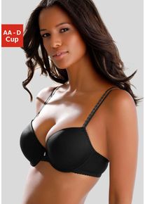 Push-up-BH Lascana, Damen, Gr. 80, Cup A, schwarz, Microtouch, Obermaterial: 82% Polyamid (TACTEL), 18% Elasthan (LYCRA), BHs Push-up-BH, mit B&uuml;gel und mit Spaghettitr&auml;gern, Dessous, Topseller